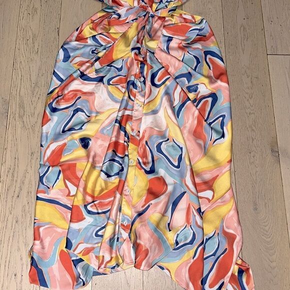 Hailey Button Up Maxi Dress - Blue/Combo - Picture 7 of 8